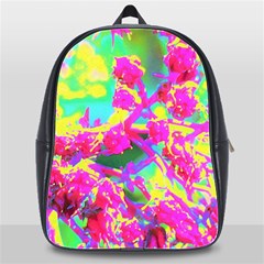 Psychedelic Succulent Sedum Turquoise And Yellow School Bag (xl) by myrubiogarden