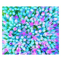 Blue And Hot Pink Succulent Sedum Flowers Detail Double Sided Flano Blanket (small)  by myrubiogarden