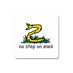 No Step On Snek Gadsden Flag Meme Parody On White Background Square Magnet by snek