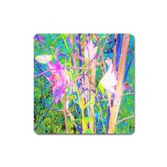 Abstract Oriental Lilies In My Rubio Garden Square Magnet by myrubiogarden