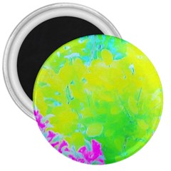 Fluorescent Yellow And Pink Abstract Garden Foliage 3  Magnets by myrubiogarden