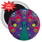 Peacock Bird Animal Feathers 3  Magnets (100 pack) Front