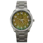 Peacock Bird Feather Color Sport Metal Watch Front