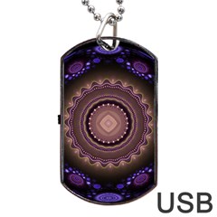 Fractal Neon Blue Energy Fantasy Dog Tag Usb Flash (one Side) by Wegoenart