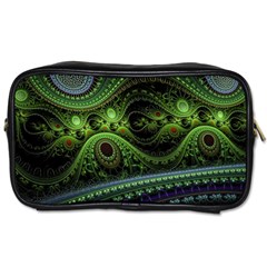 Fractal Green Gears Fantasy Toiletries Bag (two Sides) by Wegoenart