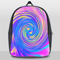 Cool Abstract Pink Blue And Yellow Twirl Liquid Art School Bag (xl) by myrubiogarden