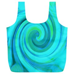 Groovy Cool Abstract Aqua Liquid Art Swirl Painting Full Print Recycle Bag (xl) by myrubiogarden