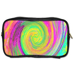 Groovy Abstract Purple And Yellow Liquid Swirl Toiletries Bag (two Sides) by myrubiogarden