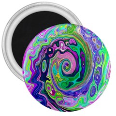 Groovy Abstract Aqua And Navy Lava Liquid Swirl 3  Magnets by myrubiogarden