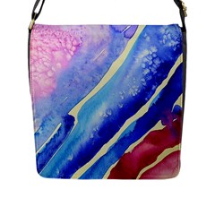 Painting Abstract Blue Pink Spots Flap Closure Messenger Bag (l) by Pakrebo