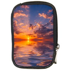 Sunset Dawn Sea Sun Nature Compact Camera Leather Case by Pakrebo