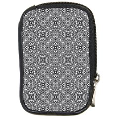 Black White Geometric Background Compact Camera Leather Case by Pakrebo