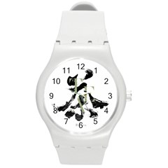 Tea Calligraphy Round Plastic Sport Watch (m) by EMWdesign