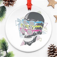 Illustration Skull Rainbow Round Ornament (two Sides) by Mariart