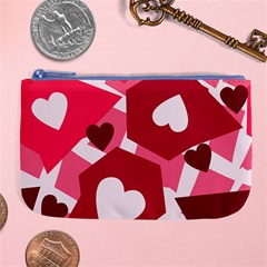 Pink Hearts Pattern Love Shape Large Coin Purse by Pakrebo