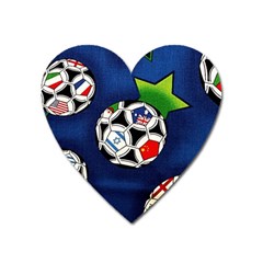 Textile Football Soccer Fabric Heart Magnet by Pakrebo