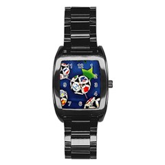 Textile Football Soccer Fabric Stainless Steel Barrel Watch by Pakrebo