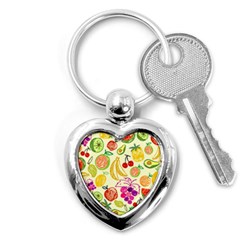 Seamless Pattern Fruit Key Chains (heart)  by Mariart