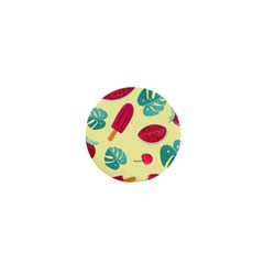 Watermelon Leaves Strawberry 1  Mini Buttons by Pakrebo