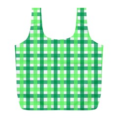 Sweet Pea Green Gingham Full Print Recycle Bag (l) by WensdaiAmbrose