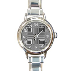 Construction Background Geometric Round Italian Charm Watch by Pakrebo