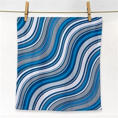 Blue Wave Surges On Face Towel by WensdaiAmbrose