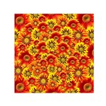 Brilliant Orange And Yellow Daisies Small Satin Scarf (Square) Front