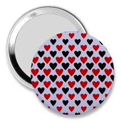 Red & White Hearts- Lilac Blue 3  Handbag Mirrors by WensdaiAmbrose