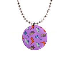 Dinosaurs - Violet 1  Button Necklace by WensdaiAmbrose