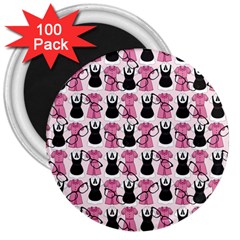 Waitress Uniform Dresses Nerdy Glasses Pattern Pink 3  Magnets (100 Pack) by snowwhitegirl