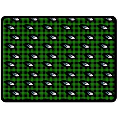 Eyes Green Plaid Fleece Blanket (large)  by snowwhitegirl