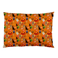 Halloween Treats Pattern Orange Pillow Case by snowwhitegirl