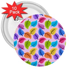 Colorful Leaves 3  Buttons (10 Pack)  by snowwhitegirl