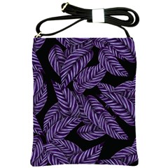 Tropical Leaves Purple Shoulder Sling Bag by snowwhitegirl