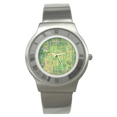 Abstract Green Tile Stainless Steel Watch by snowwhitegirl