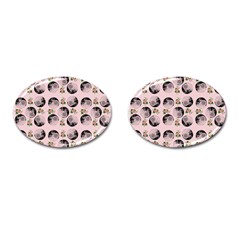 Vintage Girl With Flowers Pink Cufflinks (oval) by snowwhitegirl