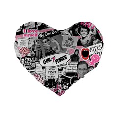 Feminism Collage  Standard 16  Premium Heart Shape Cushions by Valentinaart