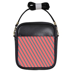 Living Coral Diagonal Stripes Girls Sling Bag by LoolyElzayat