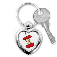 Red Apple Core Funny Retro  Key Chains (heart)  by genx