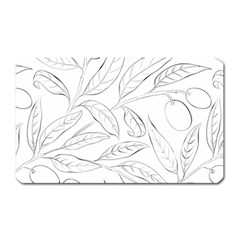 Organic Olive Leaves Pattern Hand Drawn Black And White Magnet (rectangular) by genx