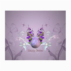 Happy Easter, Easter Egg With Flowers In Soft Violet Colors Small Glasses Cloth (2-side) by FantasyWorld7