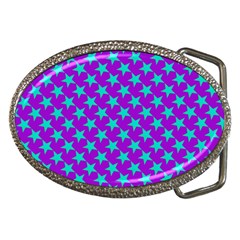 Turquoise Stars Pattern On Purple Belt Buckles by BrightVibesDesign