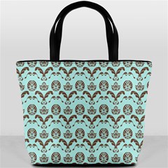 Easter Damask Pattern Robins Egg Blue And Brown Bucket Bag by emilyzragz