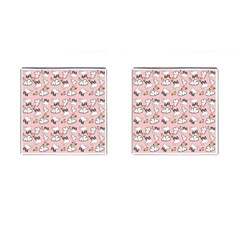 Vintage Lamb Pattern Pink Cufflinks (square) by snowwhitegirl