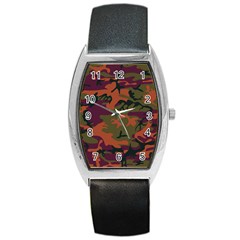 Camouflage Orange Barrel Style Metal Watch by snowwhitegirl