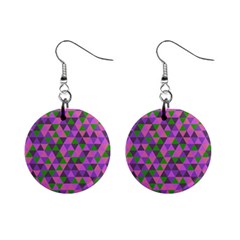 Retro Pink Purple Geometric Pattern Mini Button Earrings by snowwhitegirl