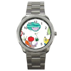 Fruits Veggies Sport Metal Watch by okhismakingart