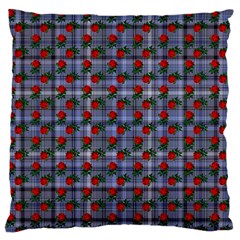 Roses Blue Plaid Standard Flano Cushion Case (one Side)