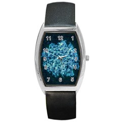 Queen Annes Lace In Neon Blue Barrel Style Metal Watch by okhismakingart