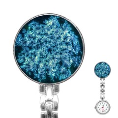 Queen Annes Lace In Neon Blue Stainless Steel Nurses Watch by okhismakingart